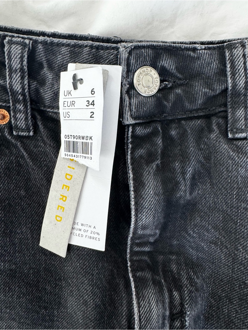 NWT Topshop Black Washed Denim A-Line Mini Skirt - Picture 4 of 4